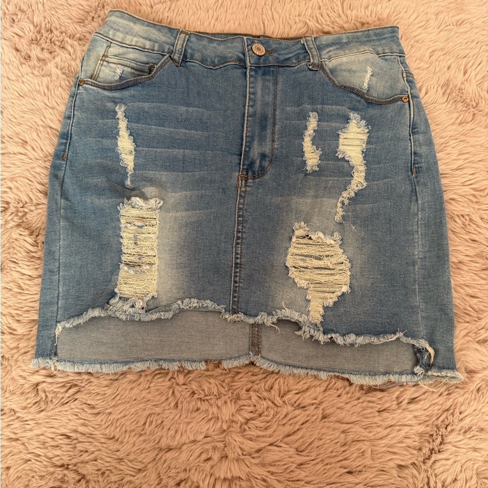 BAMBOO Blue Mini Pencil Skirt Casual